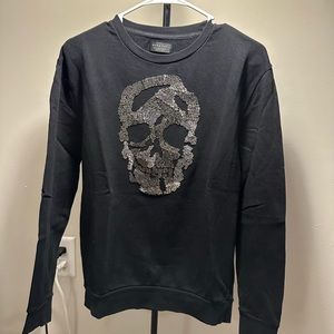 Zara men black crew neck, with squins
